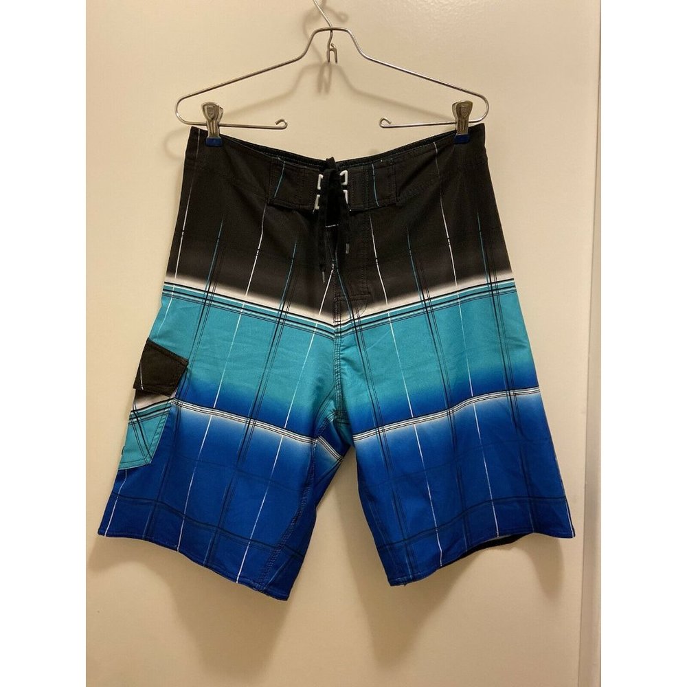 BURNSIDE Men's Board Surf Shorts Blue White Black Size 30
